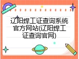 辽阳焊工证查询系统官方网站(辽阳焊工证查询官网)