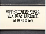 朝阳焊工证查询系统官方网站(朝阳焊工证官网查询)