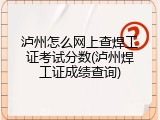泸州怎么网上查焊工证考试分数(泸州焊工证成绩查询)