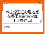 咸宁焊工证办理地点在哪里查询(咸宁焊工证办理点)