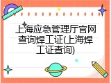 上海应急管理厅官网查询焊工证(上海焊工证查询)