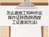 怎么查焊工特种作业操作证陕西(陕西焊工证查询方法)