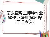 怎么查焊工特种作业操作证滨州(滨州焊工证查询)