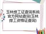 玉林焊工证查询系统官方网站查询(玉林焊工资格证查询)