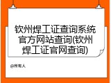 钦州焊工证查询系统官方网站查询(钦州焊工证官网查询)