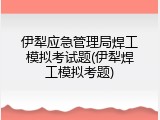 伊犁应急管理局焊工模拟考试题(伊犁焊工模拟考题)