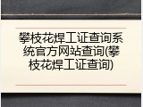 攀枝花焊工证查询系统官方网站查询(攀枝花焊工证查询)