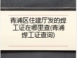 青浦区住建厅发的焊工证在哪里查(青浦焊工证查询)