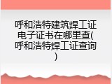 呼和浩特建筑焊工证电子证书在哪里查(呼和浩特焊工证查询)