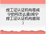 焊工证认证机构是咸宁的吗怎么查(咸宁焊工证认证机构查询)