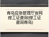 青岛应急管理厅官网焊工证查询(焊工证查询青岛)