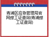 青浦区应急管理局官网焊工证查询(青浦焊工证查询)