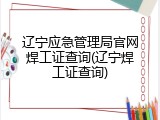 辽宁应急管理局官网焊工证查询(辽宁焊工证查询)