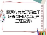 黑河应急管理局焊工证查询网站(黑河焊工证查询)