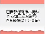 巴音郭楞鹰潭市特种作业焊工证查询网(巴音郭楞焊工证查询)