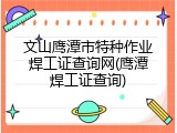 文山鹰潭市特种作业焊工证查询网(鹰潭焊工证查询)