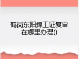 鹤岗东阳焊工证复审在哪里办理()