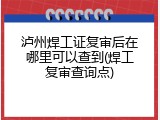 泸州焊工证复审后在哪里可以查到(焊工复审查询点)