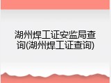 湖州焊工证安监局查询(湖州焊工证查询)