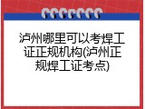 泸州哪里可以考焊工证正规机构(泸州正规焊工证考点)