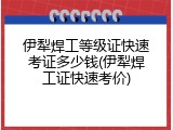 伊犁焊工等级证快速考证多少钱(伊犁焊工证快速考价)