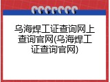 乌海焊工证查询网上查询官网(乌海焊工证查询官网)