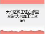 大兴区焊工证在哪里查询(大兴焊工证查询)