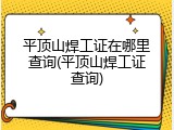 平顶山焊工证在哪里查询(平顶山焊工证查询)