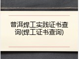 普洱焊工实践证书查询(焊工证书查询)