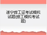 遂宁焊工证考试模拟试题(焊工模拟考试题)