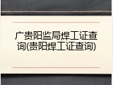 广贵阳监局焊工证查询(贵阳焊工证查询)