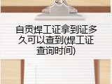 自贡焊工证拿到证多久可以查到(焊工证查询时间)