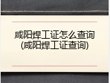 咸阳焊工证怎么查询(咸阳焊工证查询)