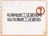 乌海电焊工证查询网站(乌海焊工证查询)