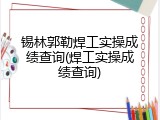 锡林郭勒焊工实操成绩查询(焊工实操成绩查询)
