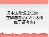 汉中达州焊工证统一在哪里考试(汉中达州焊工证考点)