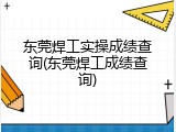 东莞焊工实操成绩查询(东莞焊工成绩查询)