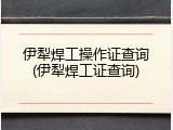 伊犁焊工操作证查询(伊犁焊工证查询)