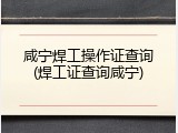 咸宁焊工操作证查询(焊工证查询咸宁)