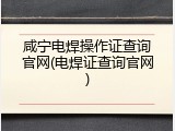 咸宁电焊操作证查询官网(电焊证查询官网)