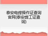 泰安电焊操作证查询官网(泰安焊工证查询)