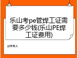 乐山考pe管焊工证需要多少钱(乐山PE焊工证费用)