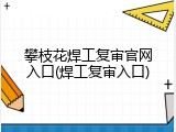 攀枝花焊工复审官网入口(焊工复审入口)
