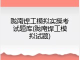 陇南焊工模拟实操考试题库(陇南焊工模拟试题)