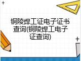 铜陵焊工证电子证书查询(铜陵焊工电子证查询)
