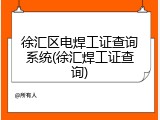 徐汇区电焊工证查询系统(徐汇焊工证查询)