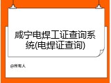 咸宁电焊工证查询系统(电焊证查询)