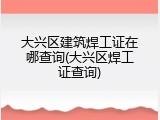 大兴区建筑焊工证在哪查询(大兴区焊工证查询)