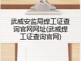 武威安监局焊工证查询官网网址(武威焊工证查询官网)