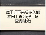 焊工证下来后多久能在网上查到(焊工证查询时效)